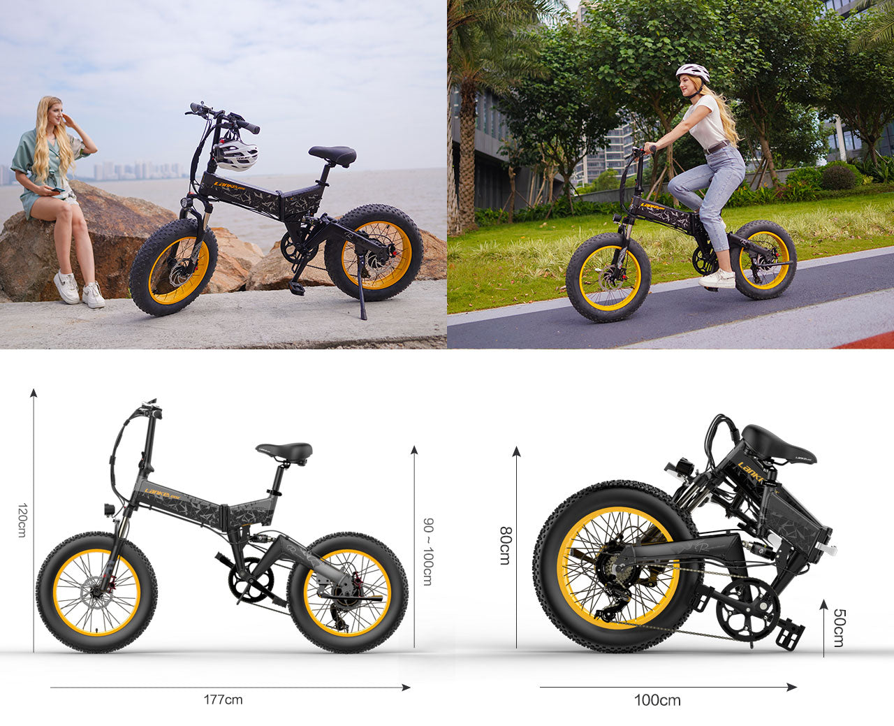 Lankeleisi X3000 Plus 1000W Foldable Mountain Electric Bike with 20" Fat Tires