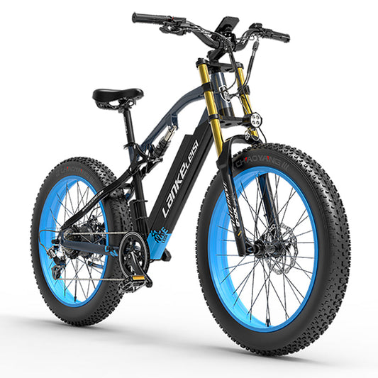 Lankeleisi RV700 1000W Full Suspension Electric Mountain Bike with 26" with Fat Tires