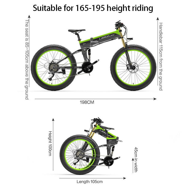 Lankeleisi XT750 Plus 1000W Foldable Mountain Electric Bike with 26" Fat Tires